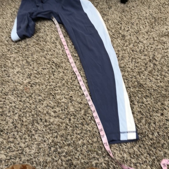 Athleta High Waist Leggings Size Small Tall ST Blue Striped - Picture 7 of 9
